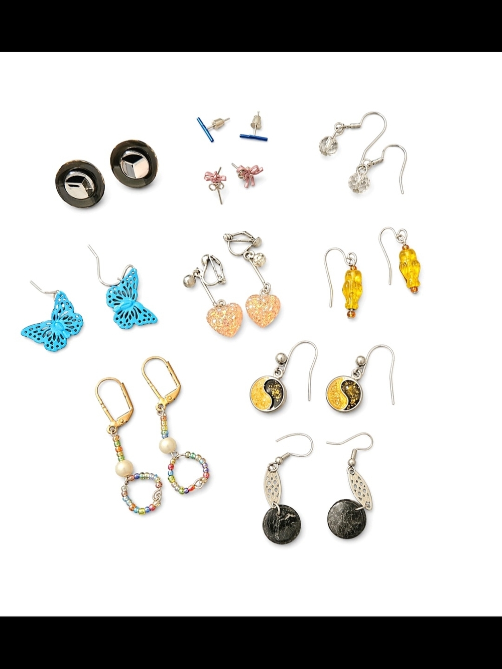 Mix of Colorful Fashion Earrings - Butterflies, Hearts, Beads